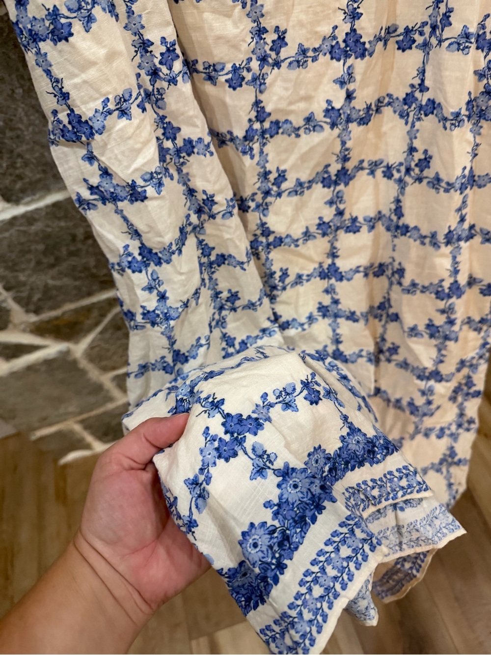Max Studio NWT Blue Floral Boho Maxi Dress XL Built In Shelf Bra - Picture 4 of 6
